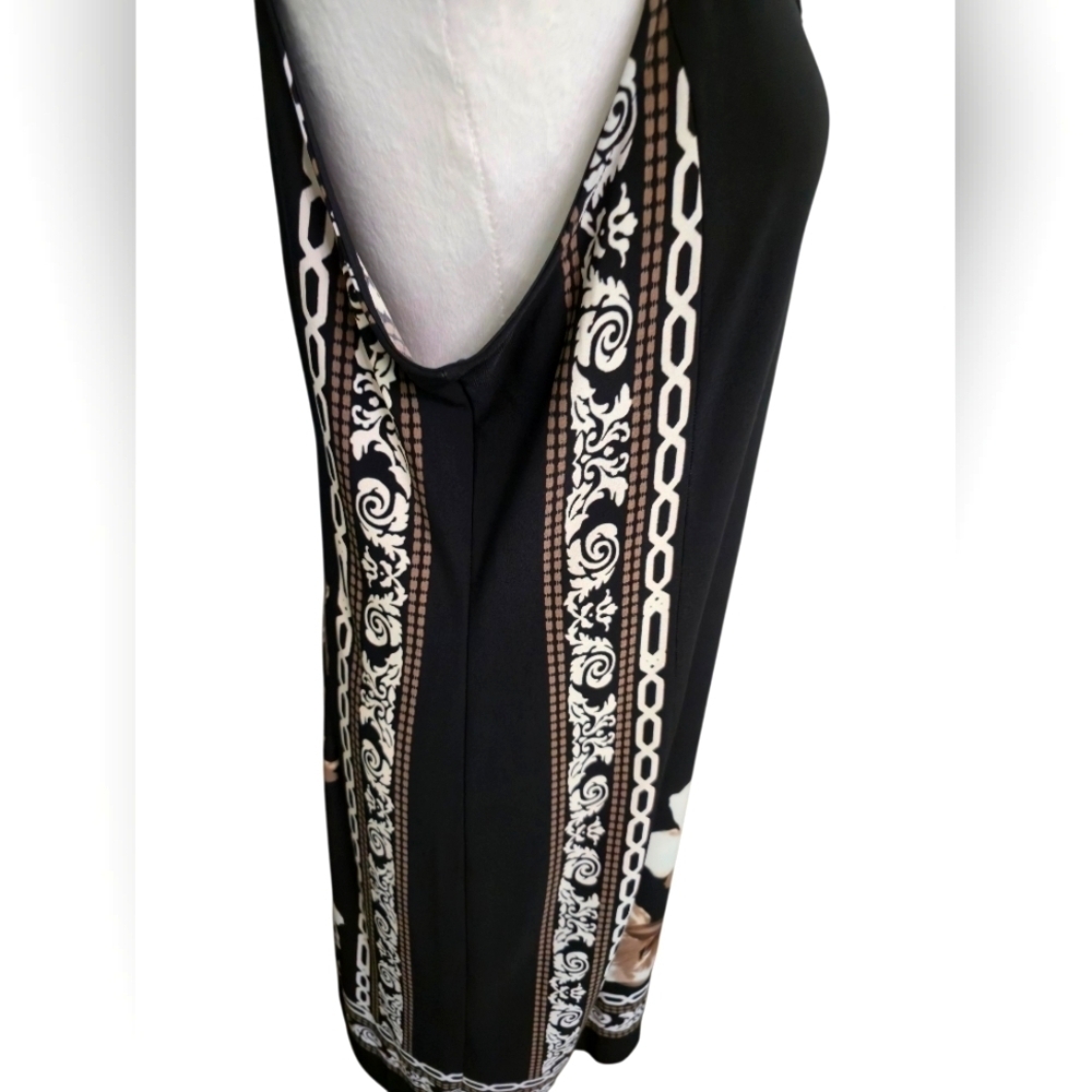 Dressbarn Embellished Sleeveless Floral B & W Midi Knee Length Dress Size 14 - Picture 5 of 7